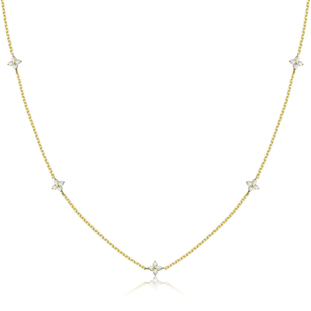 שרשרת מויסנייט תלתן עדינה